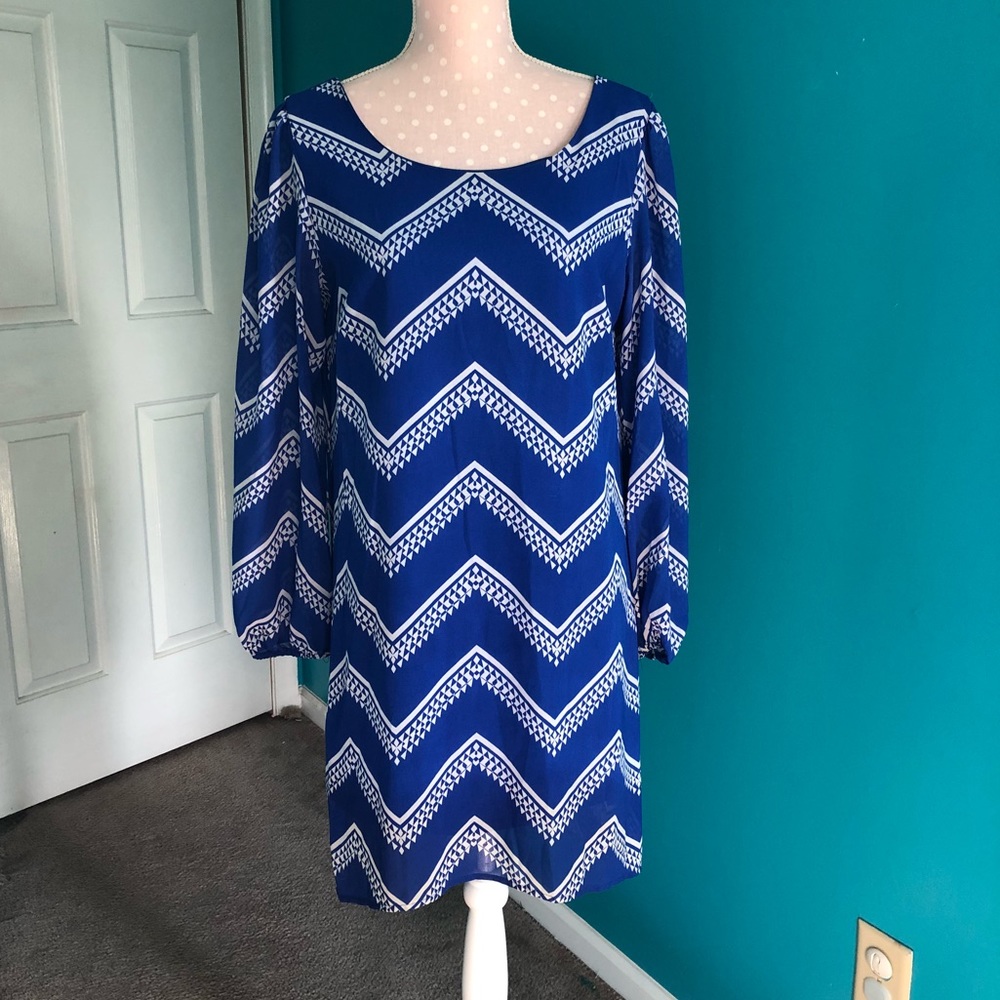 My Michelle Blue Chevron Dress